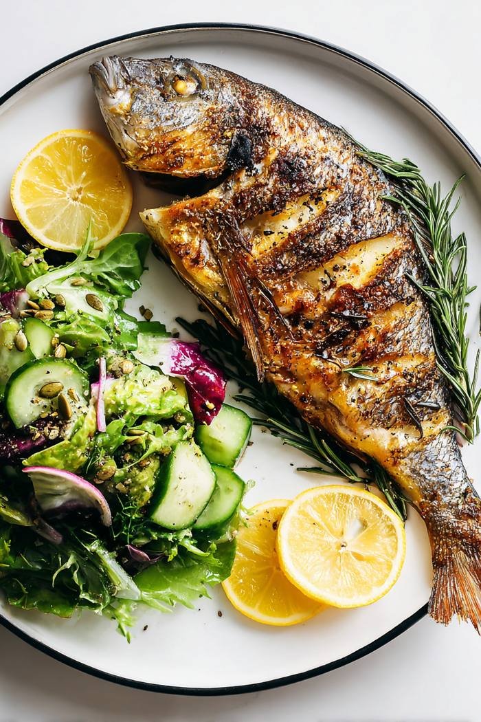 Grilled fish — a recipe photo from inside the book