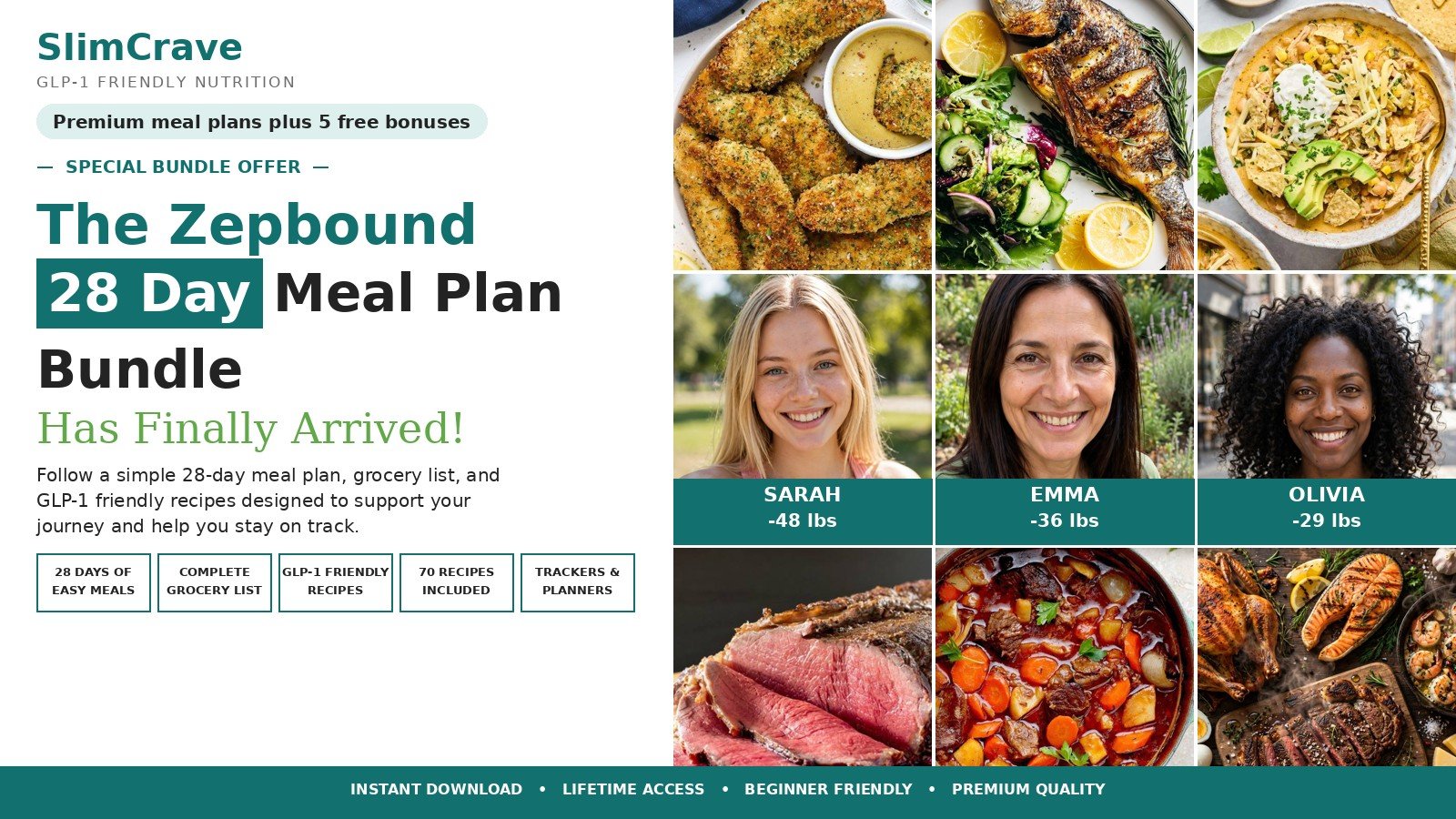 The Complete Zepbound-Friendly Meal Plan Ebook Bundle banner