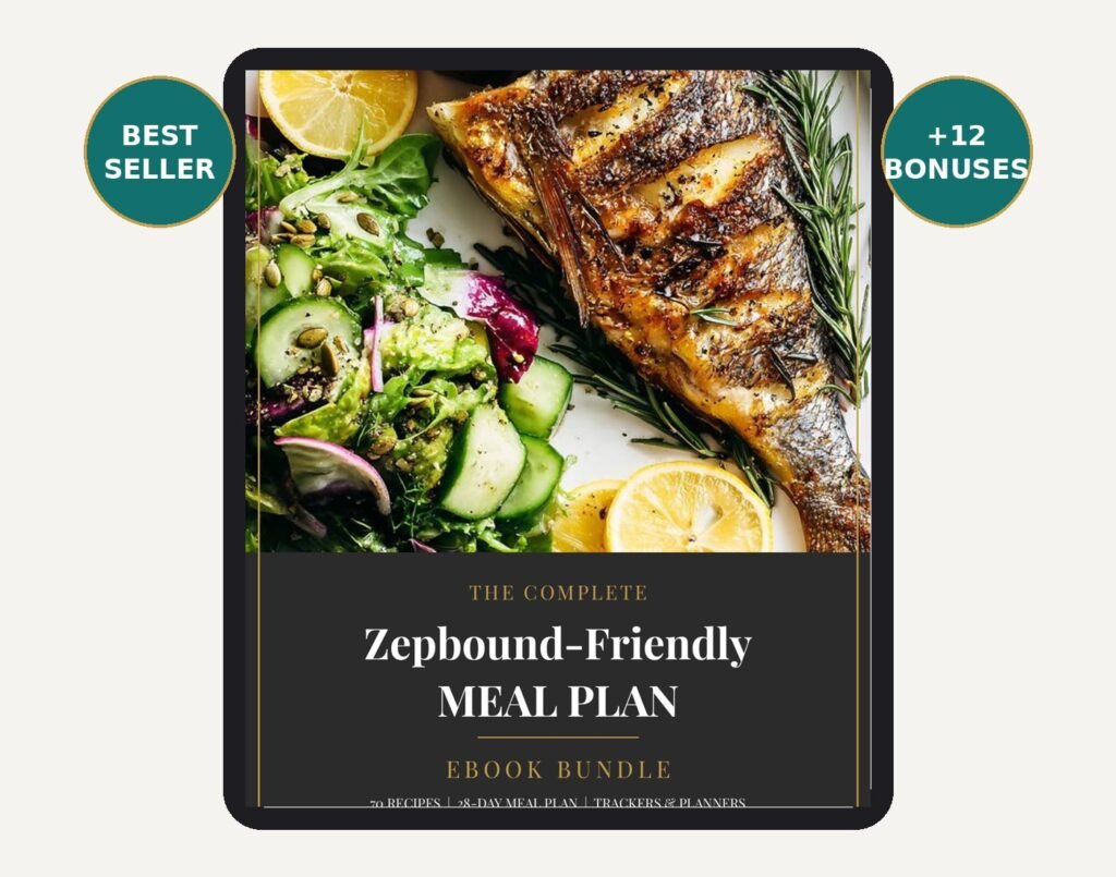 The Complete Zepbound-Friendly Meal Plan Ebook Bundle shown on a tablet